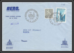 10943 Helsinki Moskva Russia Finair 18/2/1956 First Fligh Aviation Lettre Cover Finlande Suomi Finland - Lettres & Documents