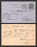 10384 10c Sage Repiquage EHRLICH Paris Cologne Allemagne 9/11/1890 Entier Carte Postale Stationery France - 1877-1920: Semi-Moderne