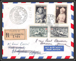 10239 Paris Par Avion 22/4/1954 Musée Postal Auxerre Yonne Croix Rouge Red Cross 937/938 914/915 Lettre Cover France - 1927-1959 Brieven & Documenten