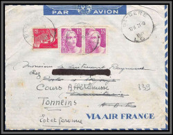 10219 N°727 Gandon Par Avion Via Air France St Cere Lot Pour Tonneins 21/9/1945 Lettre Cover France Aviation - 1927-1959 Brieven & Documenten