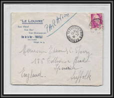 10208 N°727 Gandon Hotel Le Louvre Trouville Calvados 17/7/1946 Pour Suffolk England Par Avion Seul Sur Lettre Cover - 1927-1959 Brieven & Documenten