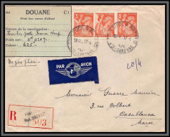 10170 Toulouse Casablanca Par Avion Douane 17/4/1945 Lettre Cover France Aviation - 1927-1959 Brieven & Documenten