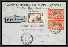 10165 N°145 Merson + 260a Type 1 St Michel Paris Rio Bresil Brazil Par Avion 20/6/1930 Lettre Cover France Aviation - 1927-1959 Brieven & Documenten