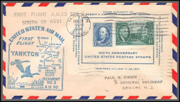 12214 Am 90 Yanaton 28/11/1949 Premier Vol First Flight Lettre Airmail Cover Usa Aviation - 2c. 1941-1960 Brieven