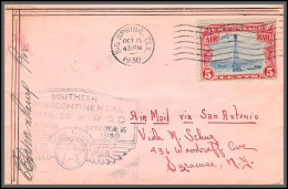 12058 Signé Signed Big Spring Texas 15/10/1930 Route 33 Southern Transcontinental Premier Vol First Flight Lettre - 2c. 1941-1960 Brieven