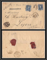 11879 N°45 X2 Entete Holtz Registered Stockholm 8/11/1893 Lyon Cachet De Cire Lettre Cover Sverige Suède Sweden - Lettres & Documents