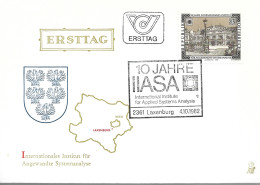 APPLIED SYSTEMS ANALYSIS, MONUMENT, COAT OF ARMS, 1982, COVER FDC, LAXENBURG, AUSTRIA - Autres & Non Classés