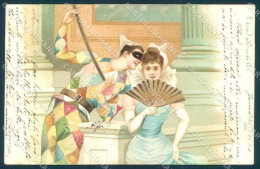 Artist Signed Lady Harlequin Carnival Art Nouveau Cartolina Postcard TW2116 - Ohne Zuordnung