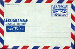 X6750 Island, 1957 Air Letter Aerogramme 175 Aurar, Plane Over Hekla Volcano - Volcans