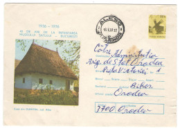 VILLAGE MUSEUM, DUMITRA OLD HOUSE, COVER STATIONERY,  Cod.0111/76,  1976, ROMANIA - Entiers Postaux