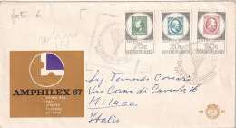 1967 - OLANDA - NEDERLAND - AMPHILEX 67, Unif. 852-854 - FDC VIAGGIATA - FDC