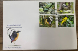 CAMBODGE / CAMBODIA/ FDC Native Birds Of Cambodia 2024 - Cambodge