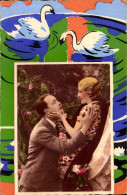 CPA Fantaisie Couple Cygnes Swan - Coppie