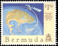 Collectible Postage Stamp, Bermuda #528-531, Complete Set, Year: 1987, Topic: Telephones, Space, Condition: Never Hinged - Bermudes