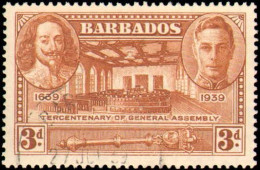Collectible Postage Stamp, Barbados #202-206, Complete Set, Year: 1939, Condition: Used - Barbades (1966-...)