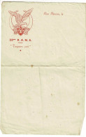 Feuille De Papier à Lettre - Insigne Du 33e R.A.N.A Avec Devise "Toujours Prêt" Différente De La Devise Du 33e R.A - Documenten
