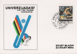 Yugoslavia, Universiade Zagreb 1987, Universiadephila Stamp Exhibition - Lettres & Documents