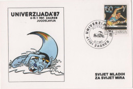 Yugoslavia, Universiade Zagreb 1987, Swimming - Lettres & Documents