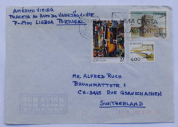 Lettre Affranchie Avec 3 Timbres – Portugal Vers Suisse - Lettres & Documents