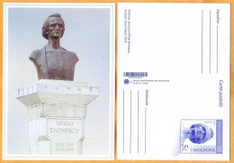 2024 Moldova  Chișinău.  Mihai Eminescu. Bust. Sculptor: Romi Adam. 2018. - Moldavie