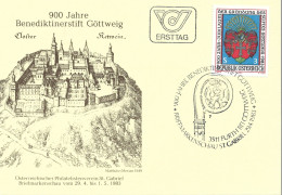 BENEDICTINE ABBEY GOTTWER, ST GABRIEL,1983, CARD FDC, FURTH BEI GOTTWEIG, AUSTRIA - Abbayes & Monastères
