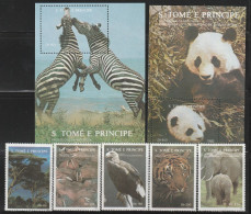 Sao Tome Et Principe - N°1128/32+2 Blocs N°126/7 ** (1992) Animaux - Sao Tome Et Principe
