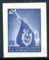 CROATIA 1943 Ustasa Youth Imperforate Single Ex  Block MNH / **.  Michel 93B - Croatie