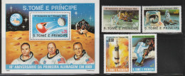 Sao Tome Et Principe - N°594/7+ Bloc N°17 ** (1980) Espace - Sao Tome Et Principe