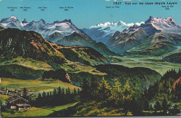 LEYSIN - Vue Sur Les Alpes Depuis Leysin  (2 Scans) - Leysin
