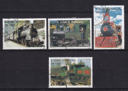Timbre(s) Oblitéré(s) S.Tomé E Principe 1995 N° 1245B/1245C/1245D/1245F  Thème Transports Trains Locomotives Réf 10797 - Sao Tome Et Principe
