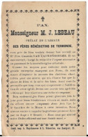 PAX - Monseigneur M.J. LEBEAU Prélat De L'Abbaye DES PERES BENEDICTINS DE TERMONDE - Récolte D'argent / De Dons - (D1) - Devotion Images