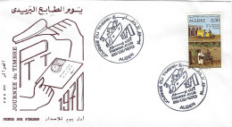 ALGER 1970 FDC JOURNEE DU TIMBRE DISTIBUTION POSTALE VOITURE BAUDET - Algérie (1962-...)
