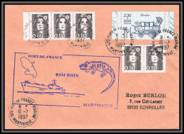 098742 BSM Rhin MARTINIQUE 16/7/1997 Affranchissement Mixte France Mayotte St Pierre Naval Navale Lettre Cover - Lettres & Documents