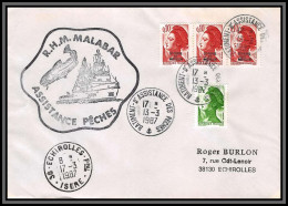098580 Mhm Malabar Assistance Des Peches 13/3/1987 Mixte France St Pierre Et Miquelon Naval Navale Lettre Cover - Lettres & Documents