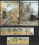 Sao Tome Et Principe - N°1162/6+2 BLOCS N°142/3 ** (1993) Trains - Sao Tome Et Principe