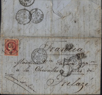 Espagne YT N°49 Oblitération Roue GC 10 CAD Cordoba 27 SET 60 + Ambulant Esp St Jean De Luz 3 AMB A 27 SEPT 1860 - Lettres & Documents