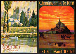 Lot De 2 CP. PUBLICITE. Vieilles Affiches Du Temps Passé: Chemin De Fer: Touraine, Le Mont Saint-Michel. - Advertising