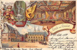 L482 Germany Gruss Aus Goslar 1899 Litho Vintage Postcard - Goslar