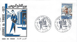 FDC 1972 ALGER  JOURNEE DU TIMBRE Facteur Courrier - Algérie (1962-...)