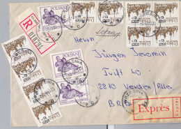 1983 POLONIA , WRZESNIA - BREMEN , SOBRE CERTIFICADO EXPRES , LLEGADA  AL DORSO - Lettres & Documents