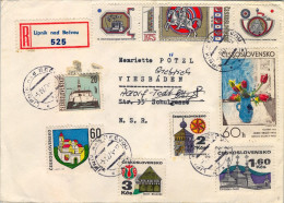 1974 CHECOSLOVAQUIA , LIPNIK NAD BECVOU , SOBRE CERTIFICADO A VIESBADEN - Lettres & Documents