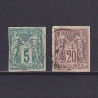 FRENCH COLONIES 1877, Sc# 31, 34, Part Set, Sage, Used - Sage