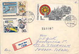 1970 CHECOSLOVAQUIA , NOVÝ BOR , SOBRE CERTIFICADO A STOCKHOLM - NACIONES UNIDAS , ARMAS HISTÓRICAS - Lettres & Documents