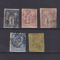 FRENCH COLONIES 1878, Sc# 38-43, CV $125, Part Set, Sage, Used - Sage