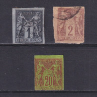 FRENCH COLONIES 1878, Sc# 38-43, CV $62, Part Set, Sage, Used - Sage