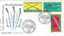 ALGER 1970 FDC ARMES ALGERIENNES SABE FUSIL PISTOLET REVOLVER - Algérie (1962-...)