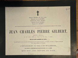 Mr Jean Charles Pierre Gilbert *1807+1868 Anvers St.-Willebrord Epoux Van Loon - Avvisi Di Necrologio