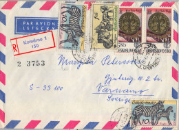 1981 CHECOSLOVAQUIA , KOMÁRNO , SOBRE CERTIFICADO A VÄRNAMO , CORREO AÉREO , FAUNA , MUSEO POSTAL , PRAGA 1978 - Lettres & Documents