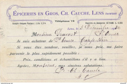62) LENS : Carte Publicitaire - Ch. GAUCHE - Epicerie En Gros - Lens