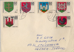 1971 CHECOSLOVAQUIA , NOVY BOR  , SOBRE CIRCULADO A  STOCKHOLM , HERÁLDICA , ESCUDOS - Lettres & Documents